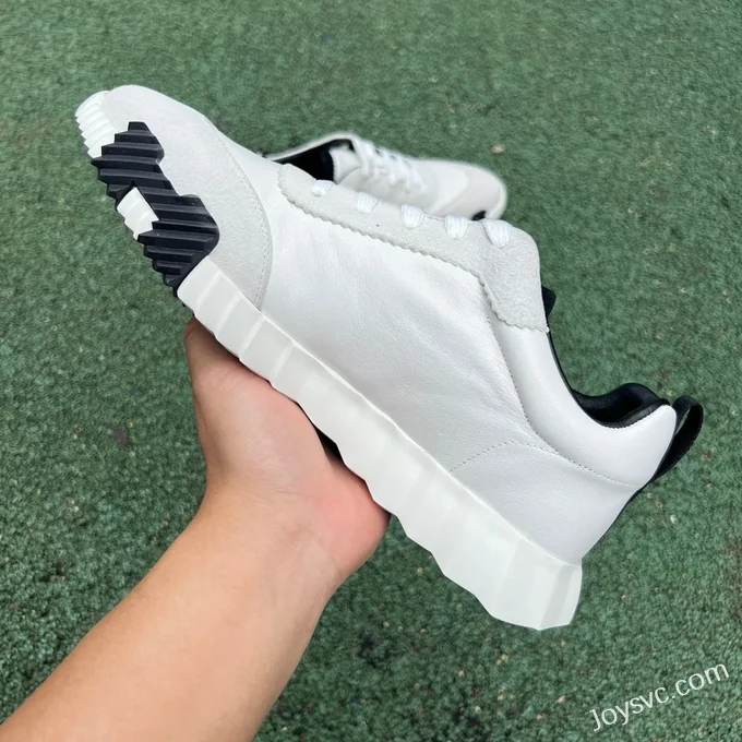 Hermes Bouncing Leather White Black Sneakers