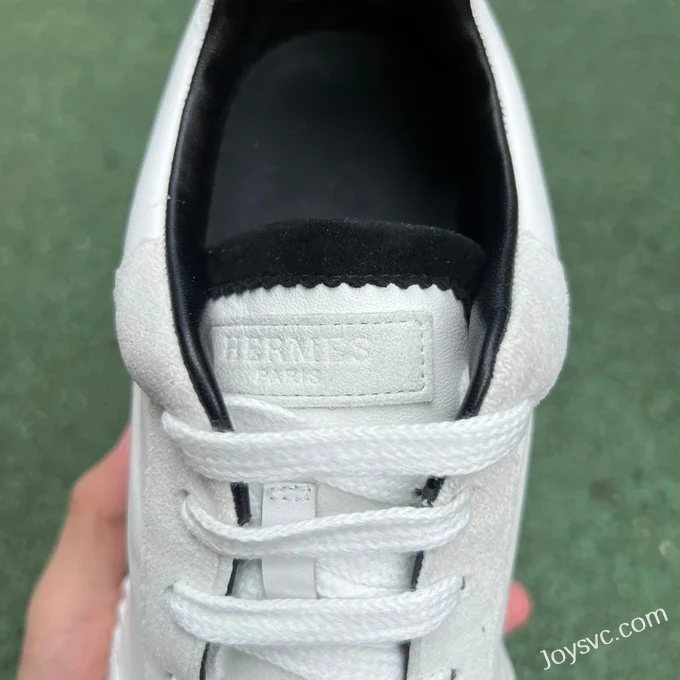 Hermes Bouncing Leather White Black Sneakers