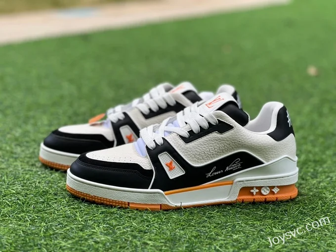 Louis Vuitton Trainer Black White Orange Y Version