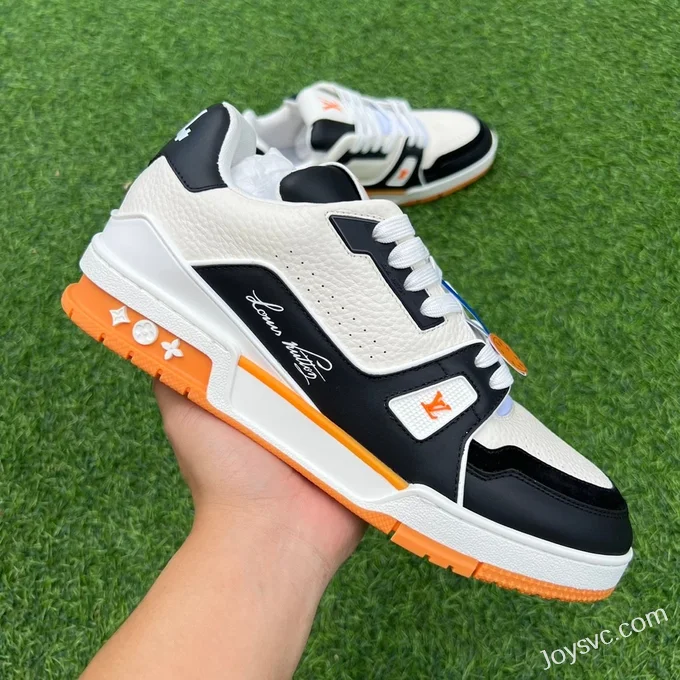 Louis Vuitton Trainer Black White Orange Y Version