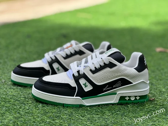 Louis Vuitton Trainer Black White Green Y Version