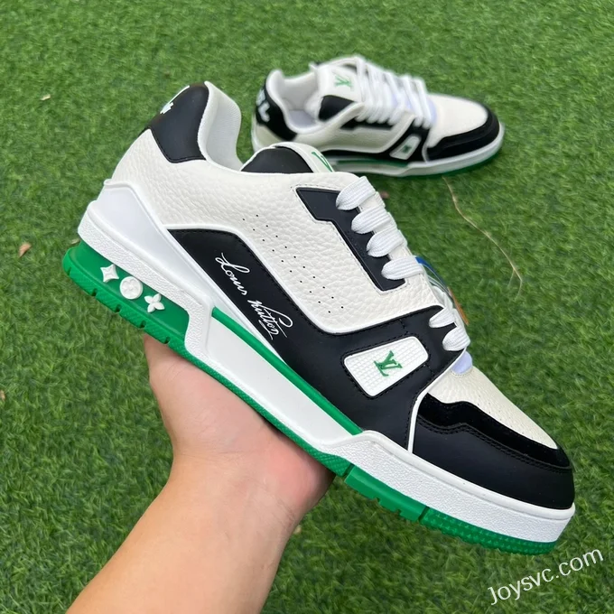 Louis Vuitton Trainer Black White Green Y Version