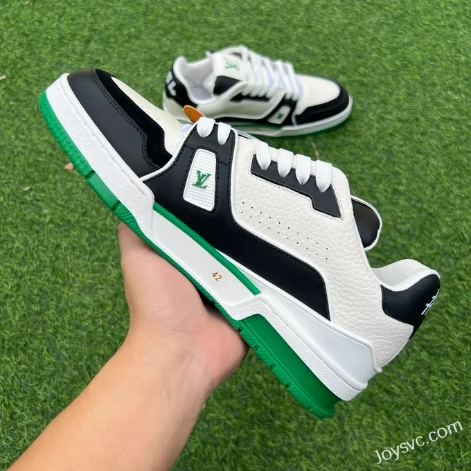 Louis Vuitton Trainer Black White Green Y Version