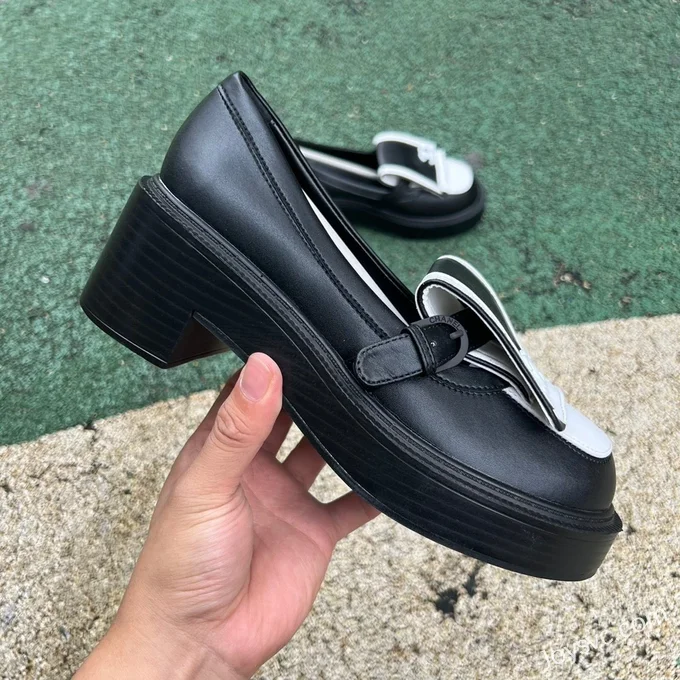 CHANEL Round Toe Slip-On Black White