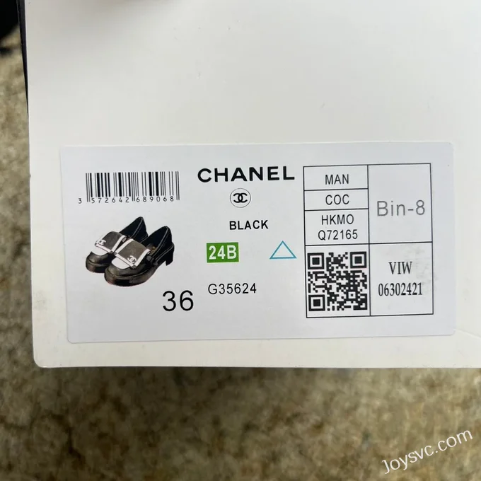 CHANEL Round Toe Slip-On Black White