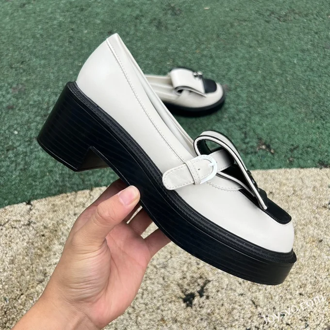 CHANEL Round Toe Slip-On White Black