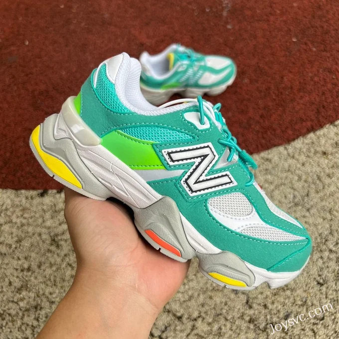 New Balance 9060 White Aqua Green Kids Retro Running Shoes U9060DBT