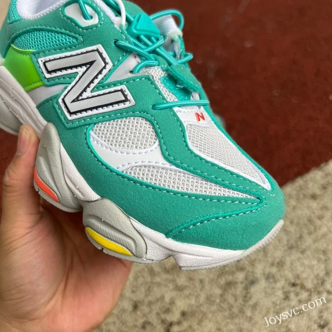 New Balance 9060 White Aqua Green Kids Retro Running Shoes U9060DBT