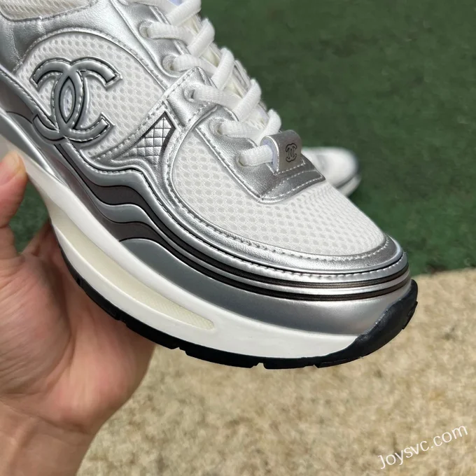 CHANEL Thick Sole Low-Top Shoes in Silver