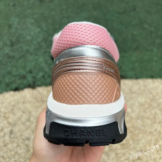 CHANEL Thick Sole Low-Top Shoes in Pink and Silver