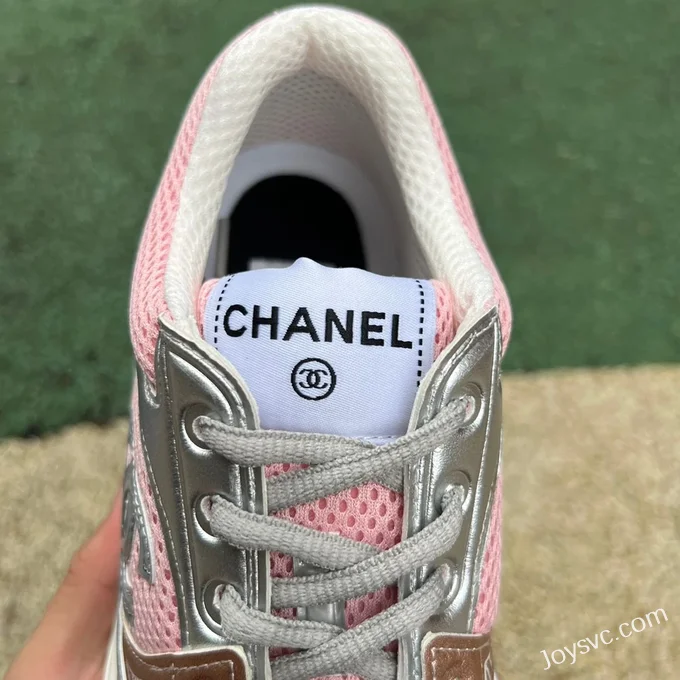 CHANEL Thick Sole Low-Top Shoes in Pink and Silver