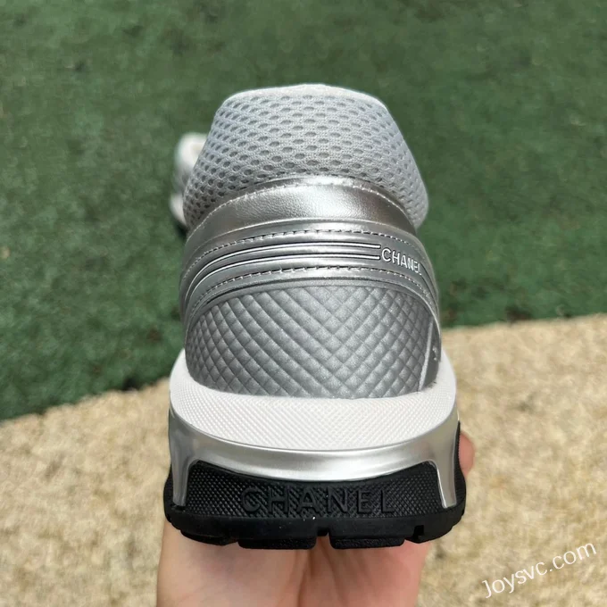 CHANEL Thick Sole Low-Top Shoes in Grey and Silver