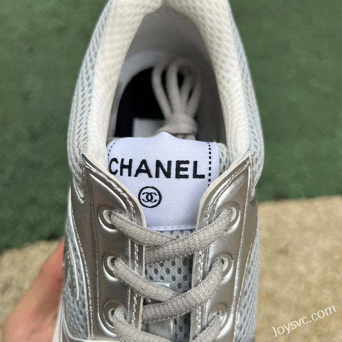 CHANEL Thick Sole Low-Top Shoes in Grey and Silver