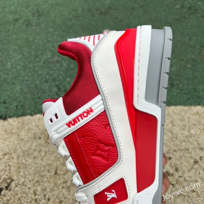 Louis Vuitton Trainer White Red Grey