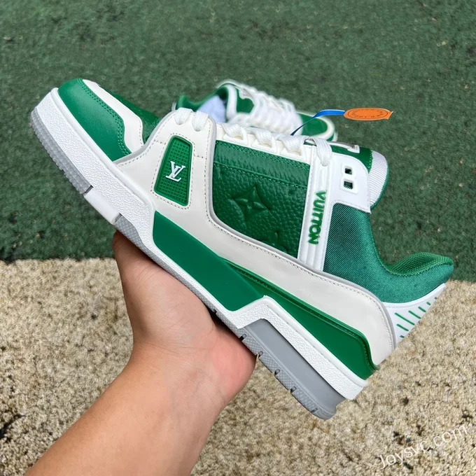 Louis Vuitton Trainer White Green Grey