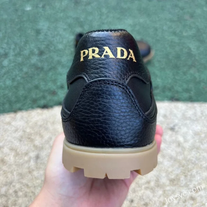 PRADA Sheep Leather Black Low Top Sneakers