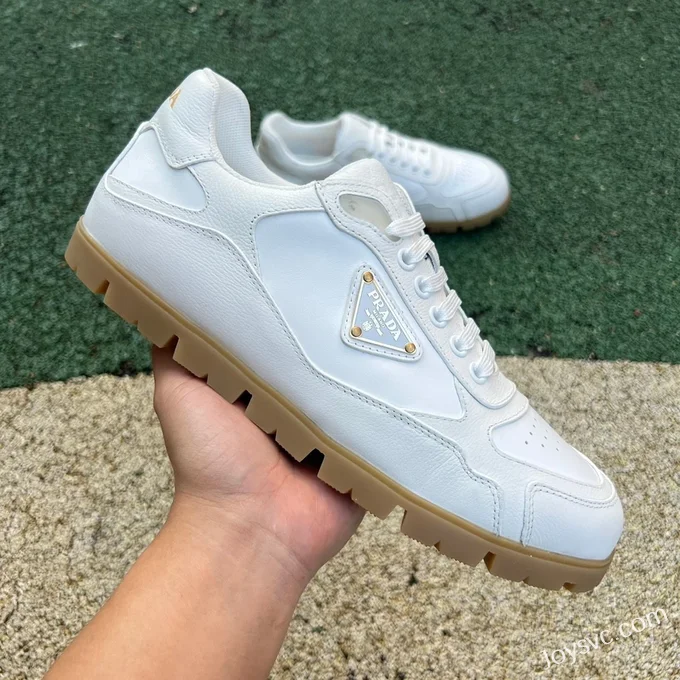 PRADA Sheep Leather White Low Top Sneakers