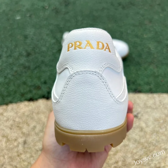 PRADA Sheep Leather White Low Top Sneakers