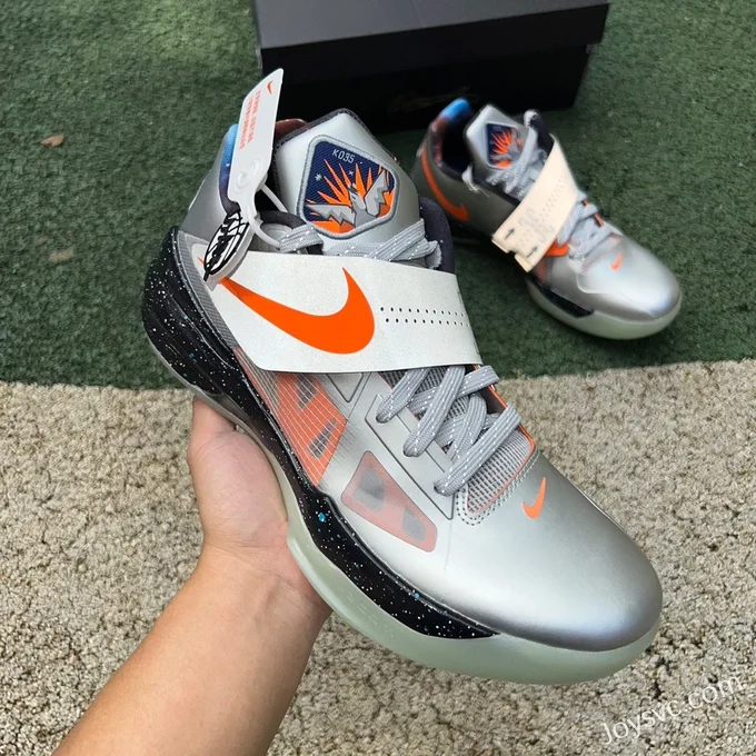 Nike KD4 Black Silver Orange Low Top Basketball Shoes FD2635-001