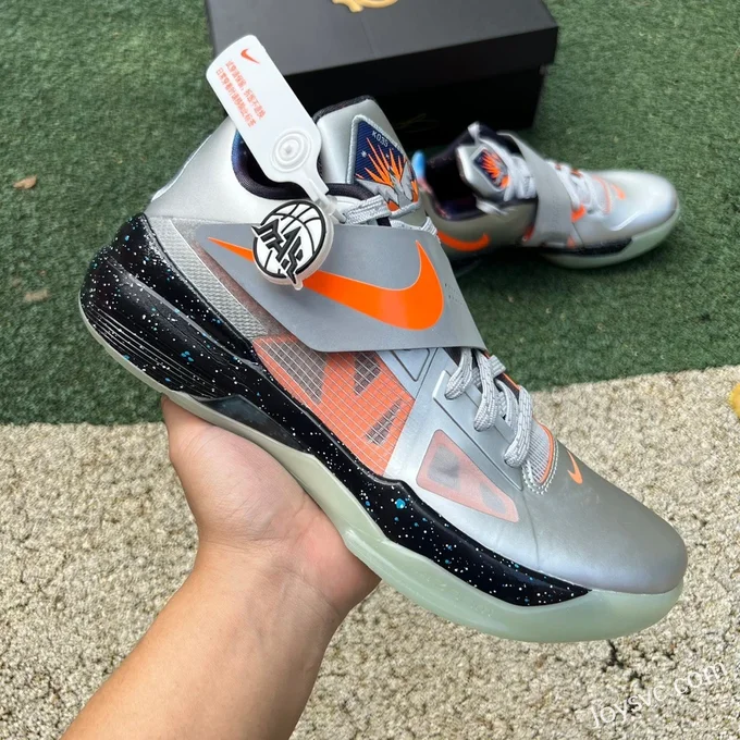 Nike KD4 Black Silver Orange Low Top Basketball Shoes FD2635-001