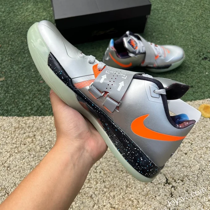 Nike KD4 Black Silver Orange Low Top Basketball Shoes FD2635-001