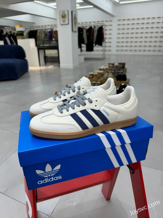 Adidas Samba White Blue Retro Sneakers JI3907