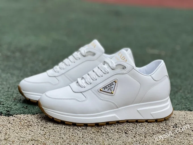 PRADA Leather Pure White Sneakers