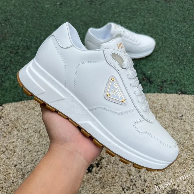 PRADA Leather Pure White Sneakers