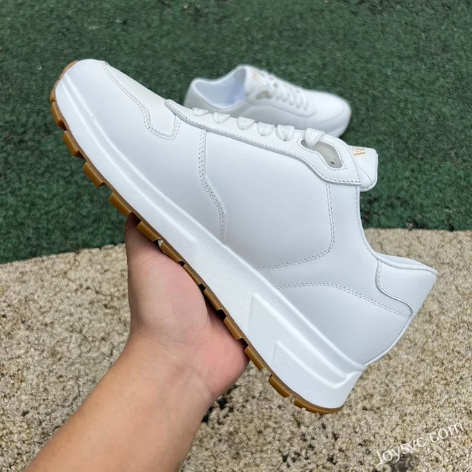 PRADA Leather Pure White Sneakers