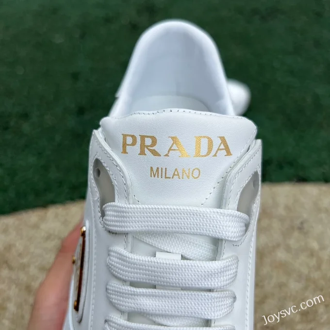 PRADA Leather Pure White Sneakers