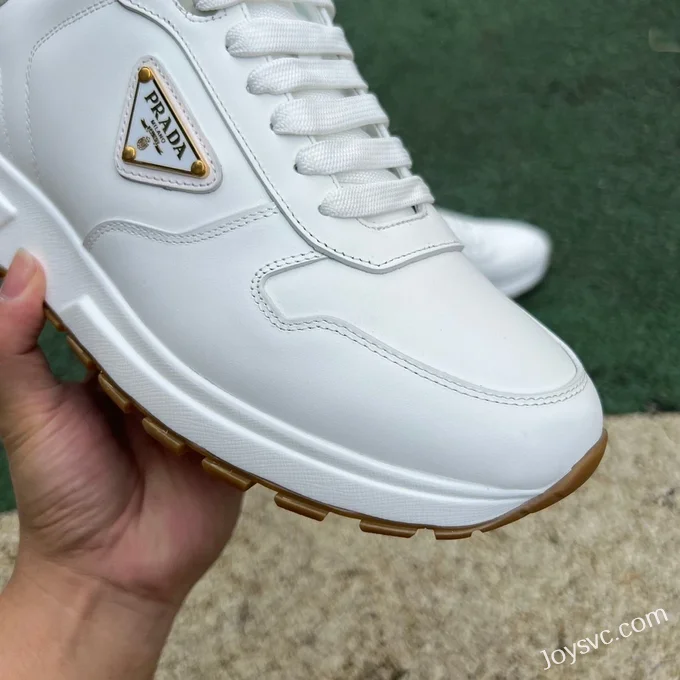 PRADA Leather Pure White Sneakers