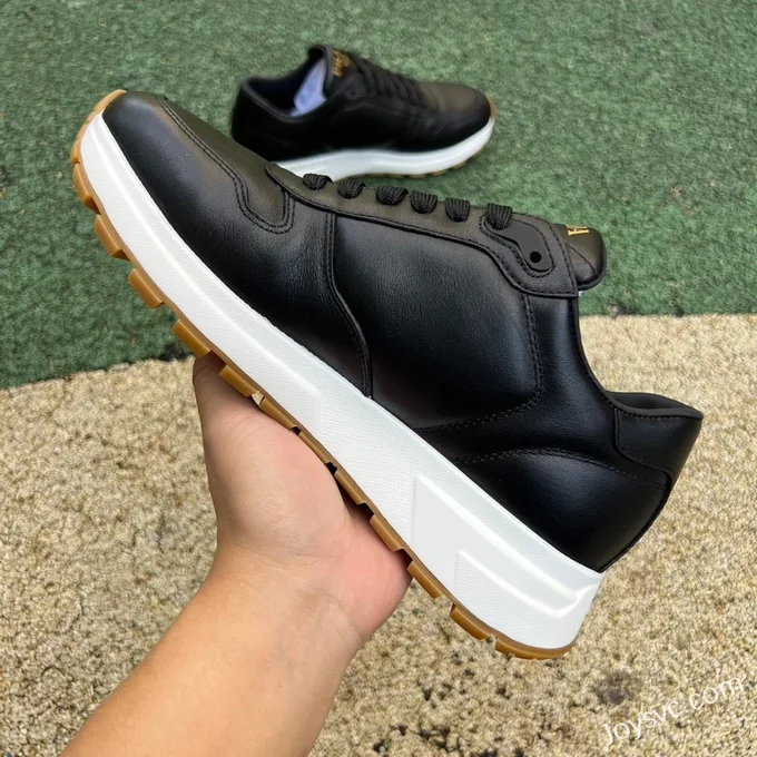 PRADA Leather Black White Sneakers