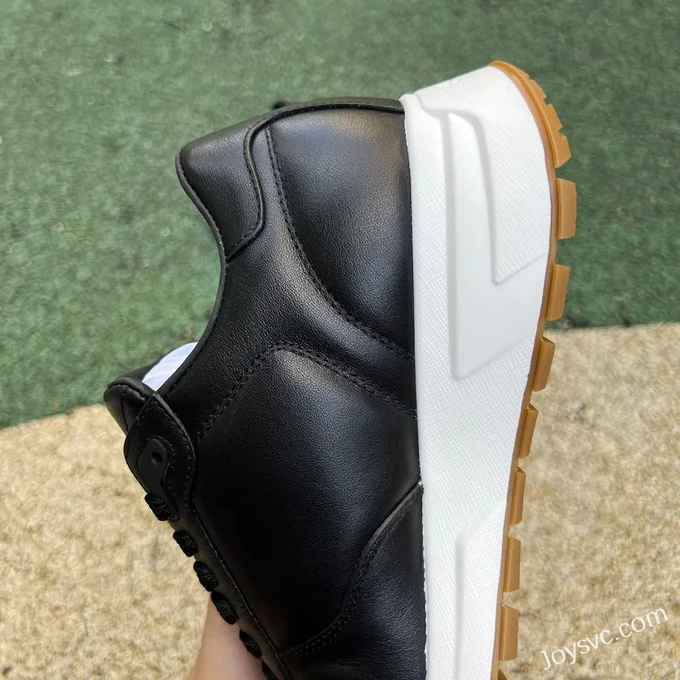 PRADA Leather Black White Sneakers