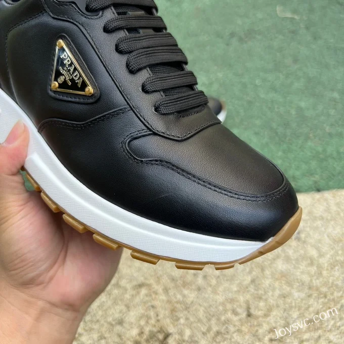 PRADA Leather Black White Sneakers