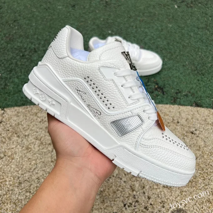 Louis Vuitton Trainer White Silver