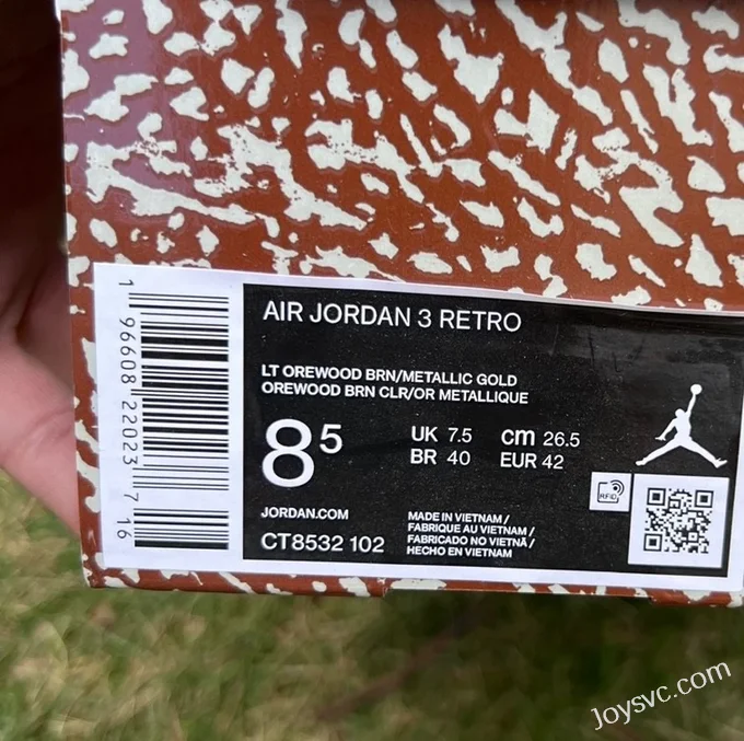 Air Jordan 3 Palomino CT8532-102 White Brown