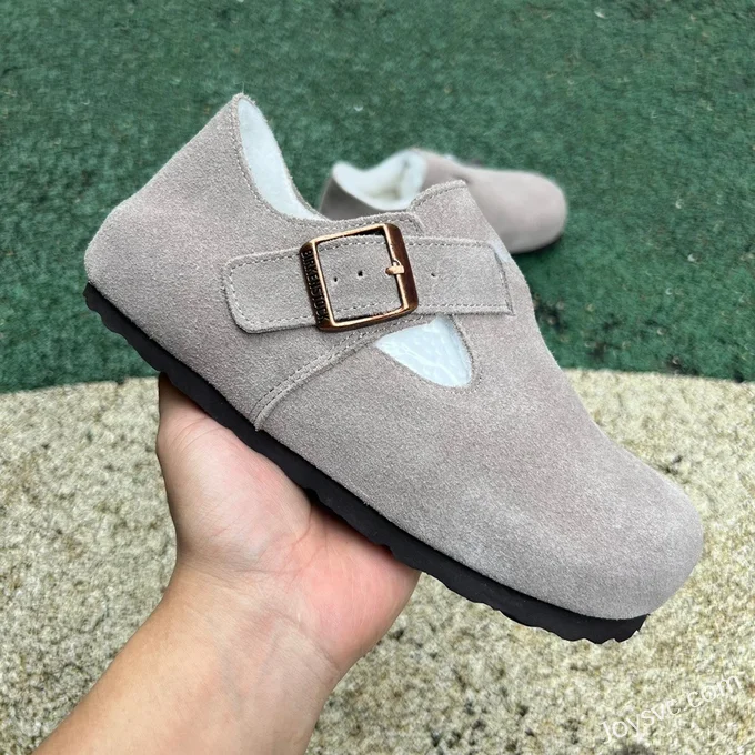 Birkenstock Fur Lined Suede Grey