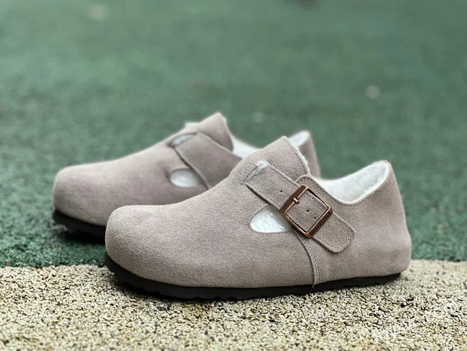 Birkenstock Fur Lined Suede Grey