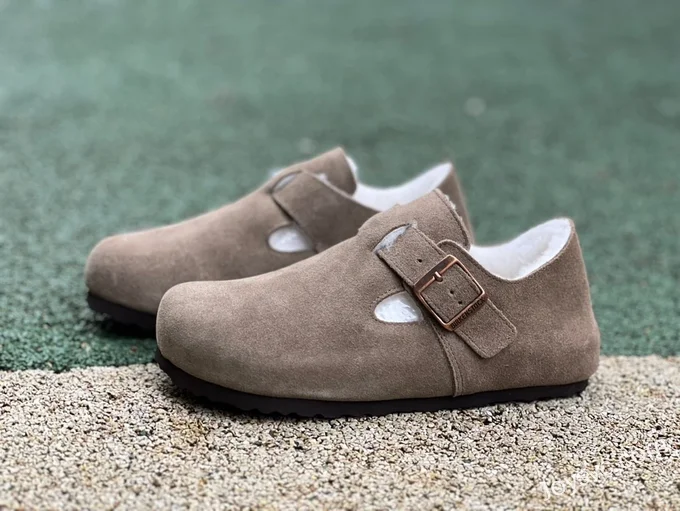 Birkenstock Fur Lined Suede Taupe