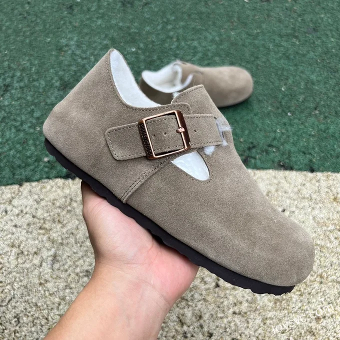 Birkenstock Fur Lined Suede Taupe